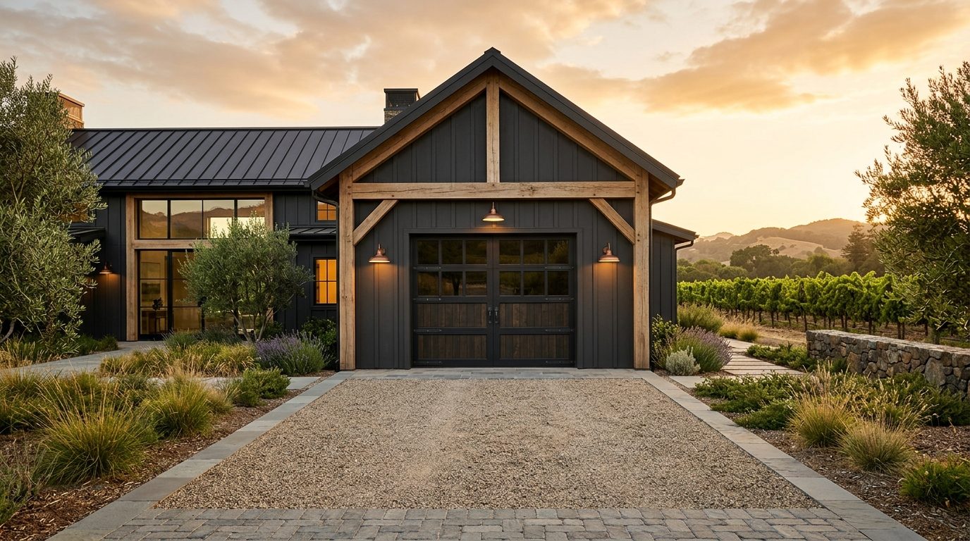 Ross Garage Door Care Exterior Closed Garage Door at Twilight